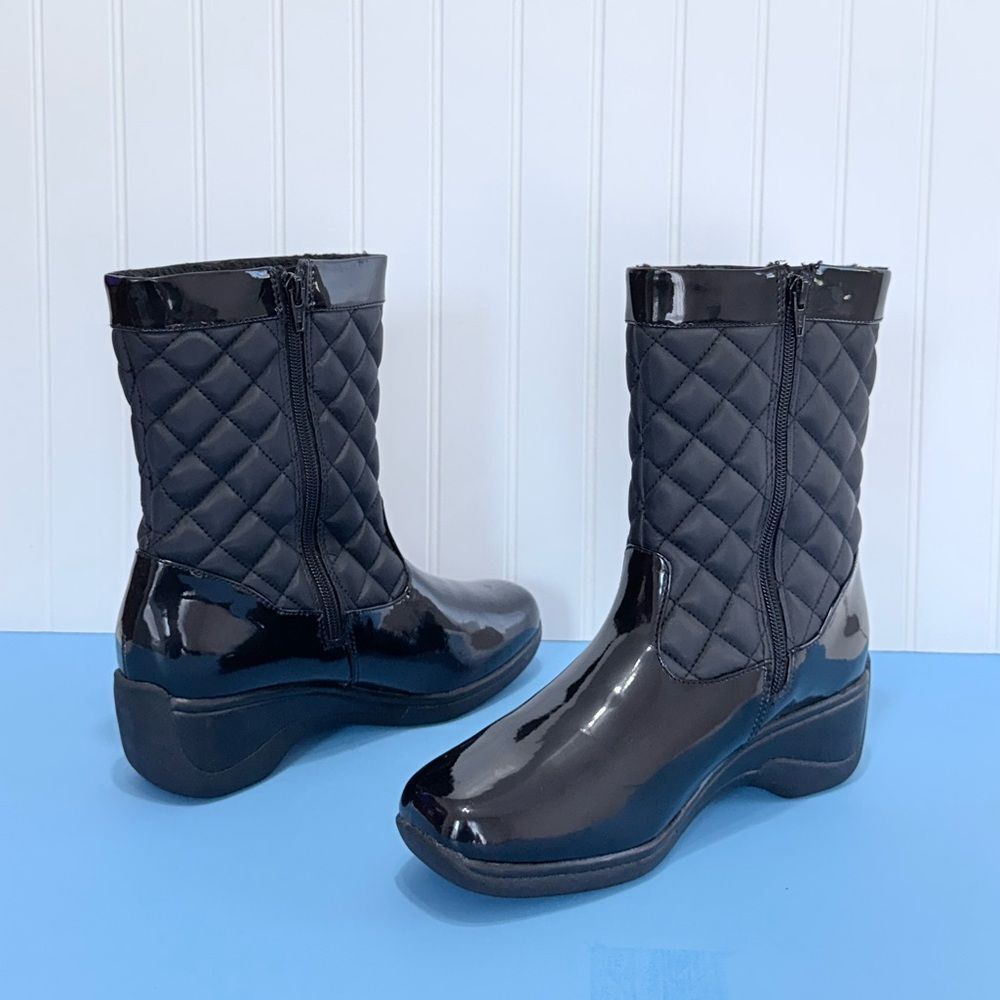 Bass Glacier Women's Black Quilted Calf Height Zipper Boots Size 9M - Picture 9 of 17